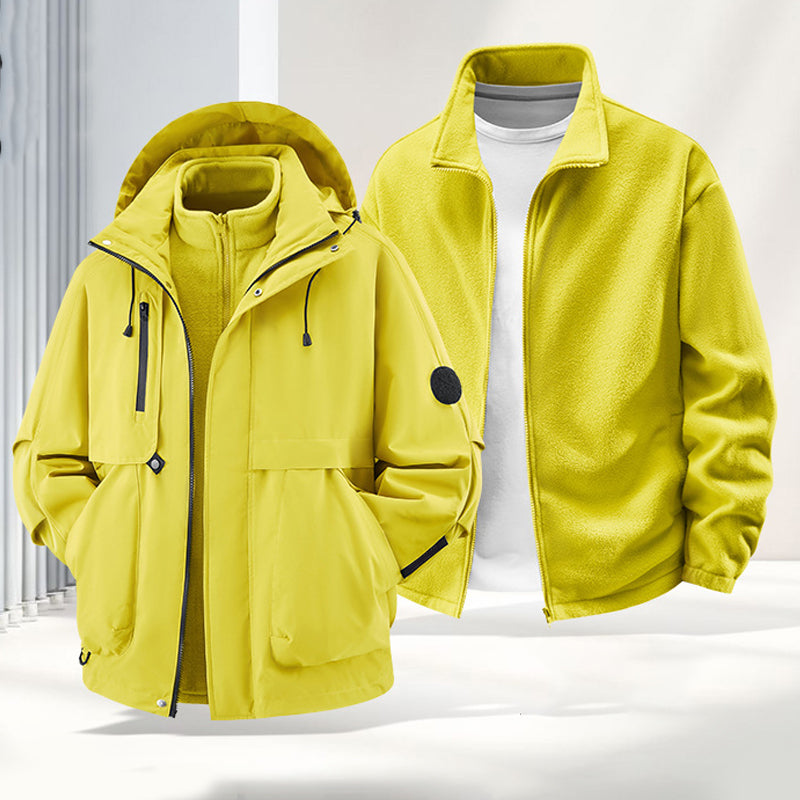 Unisex🏔️3-in-1 wind- en waterdichte outdoorjas -👍Geïsoleerde voering en afneembare capuchon!