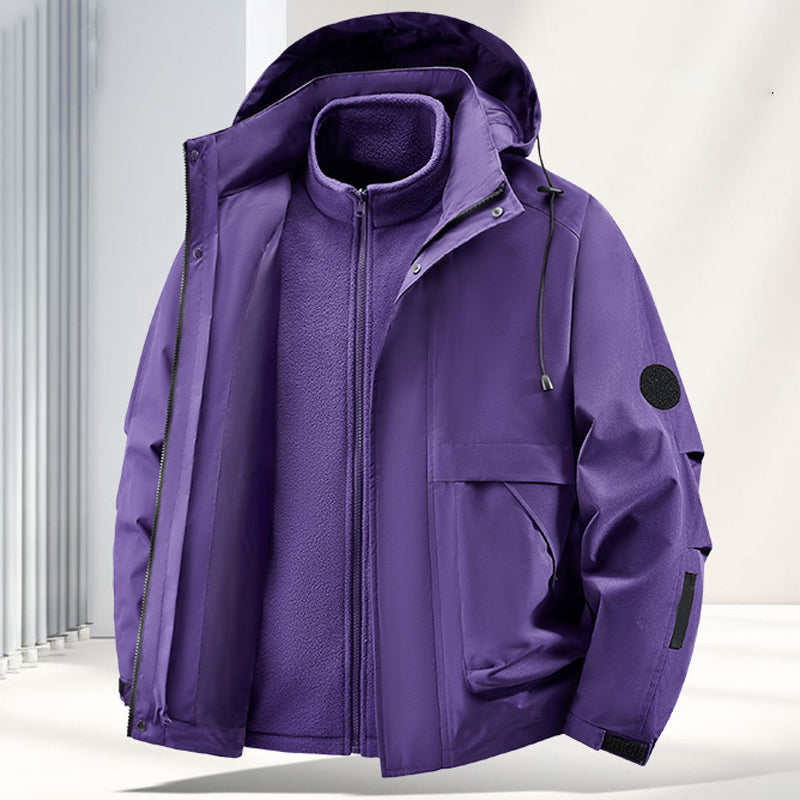 Unisex🏔️3-in-1 wind- en waterdichte outdoorjas -👍Geïsoleerde voering en afneembare capuchon!