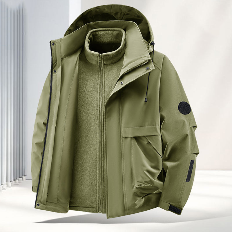 Unisex🏔️3-in-1 wind- en waterdichte outdoorjas -👍Geïsoleerde voering en afneembare capuchon!