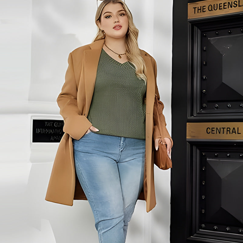 🔥52% korting zolang de voorraad strekt!🎉Dames V-hals trui met lange mouwen in effen kleur