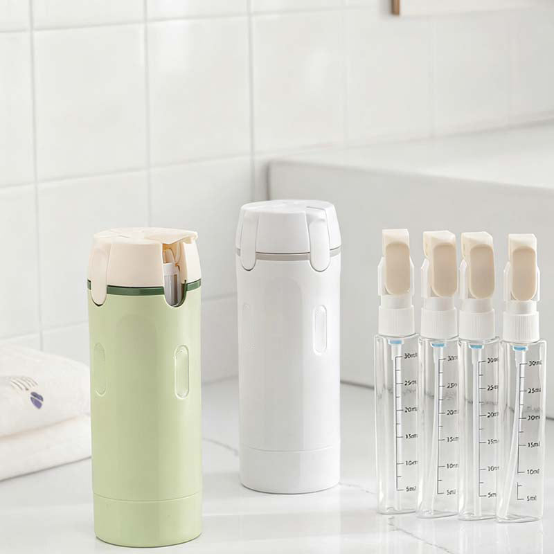 🎉Nieuwjaars Cadeau 50% KORTING!🧴4-in-1 Hervulbare Reisflessen Set – Lekvrij, Compact & Georganiseerd: Perfect Voor Reizen/Vakantie!