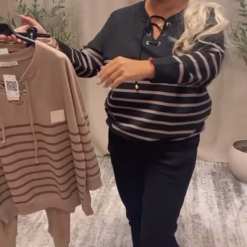 ✨ Chic & Comfortabel – Gestreepte Tweedelige Lounge Set voor Elke Dag 💃