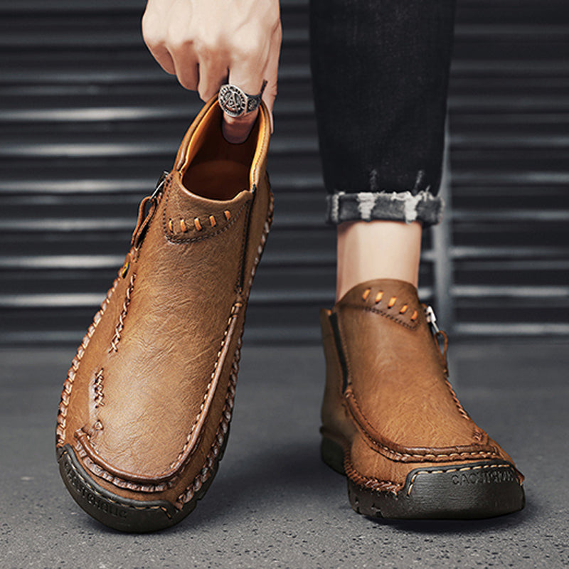 Herenmode Retro Enkellaarsjes met Ritsdetail