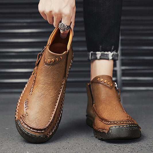Herenmode Retro Enkellaarsjes met Ritsdetail