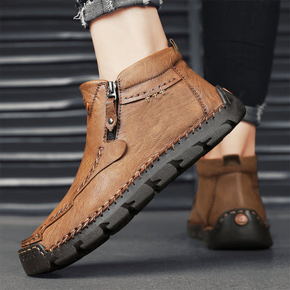 Herenmode Retro Enkellaarsjes met Ritsdetail