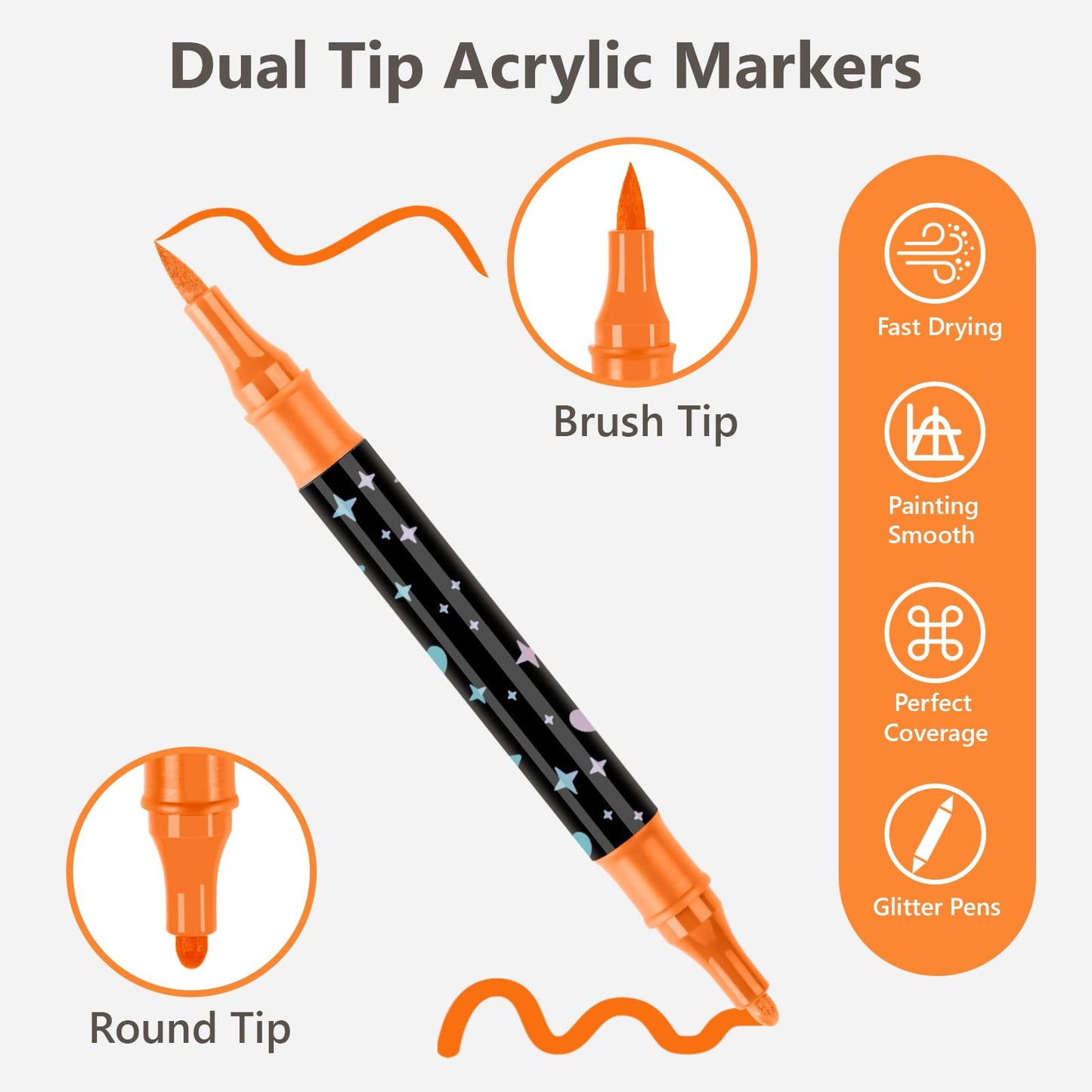 Glitterstiften met dubbele punt