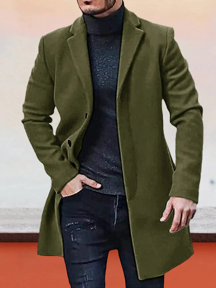 🧥 Stijlvolle Keuze ✨ Herenjas met Enkele Rij Knopen 👔 Effen Design, Tijdloze Uitstraling & Comfortabele Pasvorm