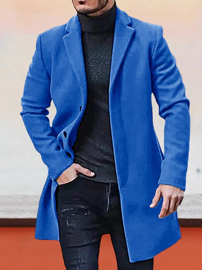 🧥 Stijlvolle Keuze ✨ Herenjas met Enkele Rij Knopen 👔 Effen Design, Tijdloze Uitstraling & Comfortabele Pasvorm