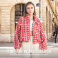 Red Plaid Fuzzy Jacket voor dames