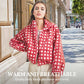 Red Plaid Fuzzy Jacket voor dames