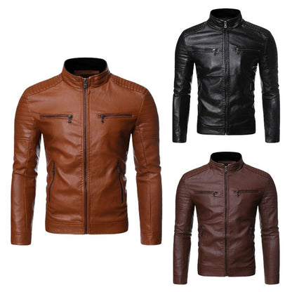 🔥 Free Shipping🔥men's Stand Collar Biker lederen jas