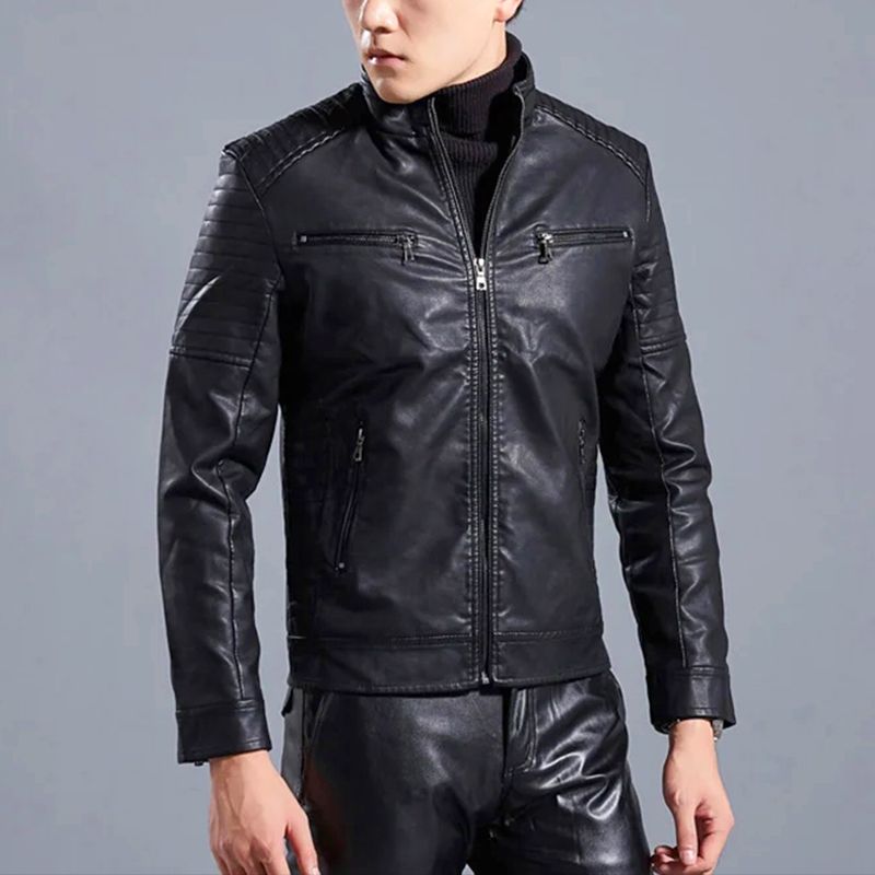 🔥 Free Shipping🔥men's Stand Collar Biker lederen jas
