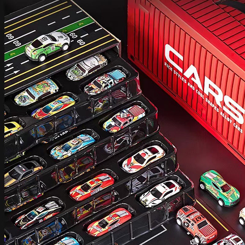 🔈🔈60% KORTING! ✨ 48 mini-auto's met ingebouwde garage - Interactief spel met geluidseffecten en racebaan voor kinderen 🚗🎪