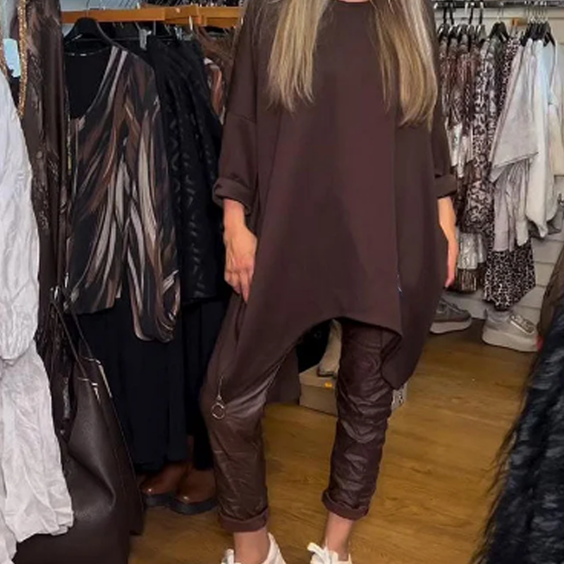 🔥 Tijdelijke Aanbieding – Stijlvolle Tweedelige Set: Losse Top & Effen Broek