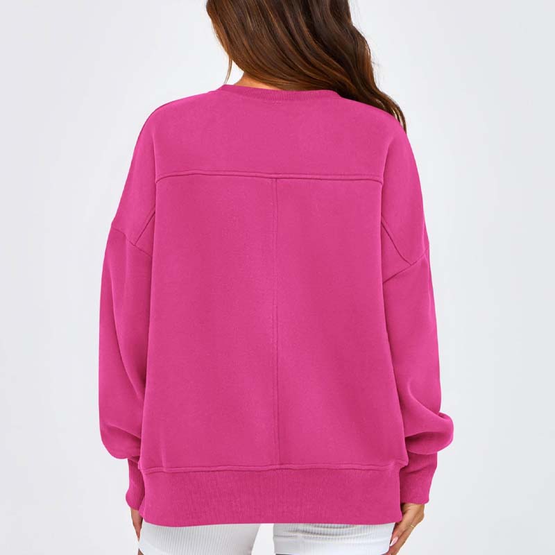 Veelzijdig dames Sweatshirt met ronde hals: Losse pasvorm & zijsplitten🥼