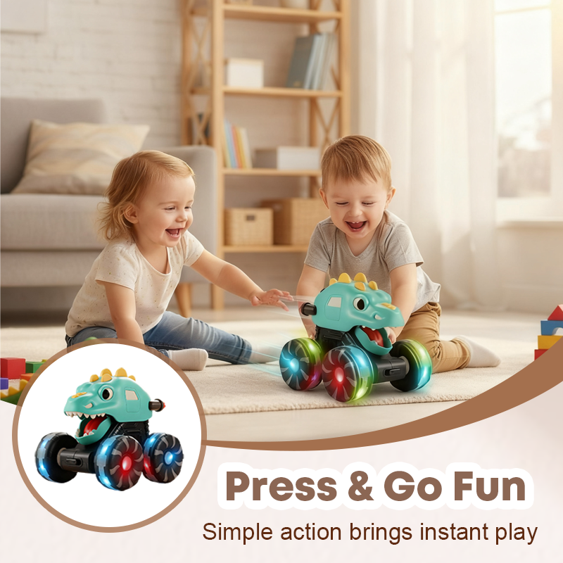 🦖 HOT! Press & Go Dinosaurus Auto + Lichtjes 🚗 –50% Korting 🎁 Kids Must-Have!