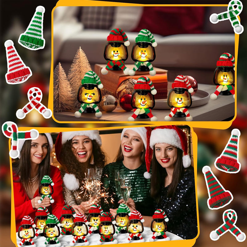 ⏳ Tijdelijk 75% korting ⏰ Kerstdecoratie Mini Sneeuwpop Lantaarn met Hoedjes en Sjaals 🎄⛄