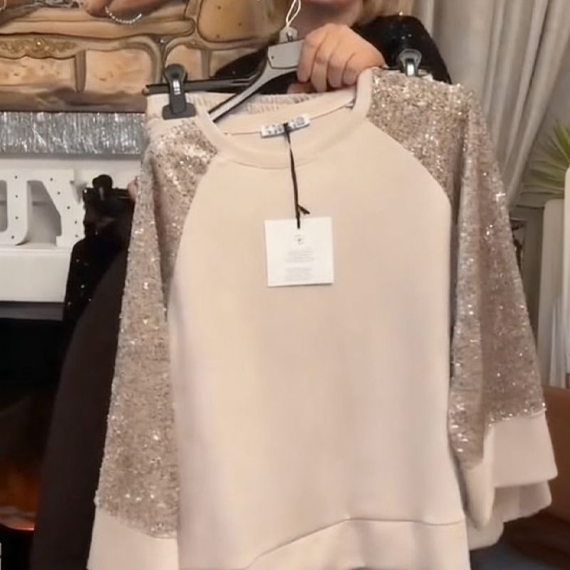 💃 De outfit die je nooit meer uit wilt doen – Dames Tweedelige Lounge Set met Paillettenmouwen