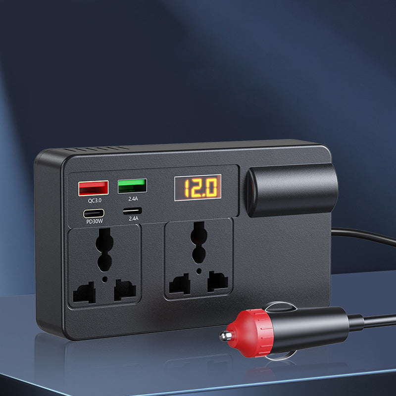 ⚡🔋Draagbare auto-omvormer 12V/24V naar 220V met digitaal display