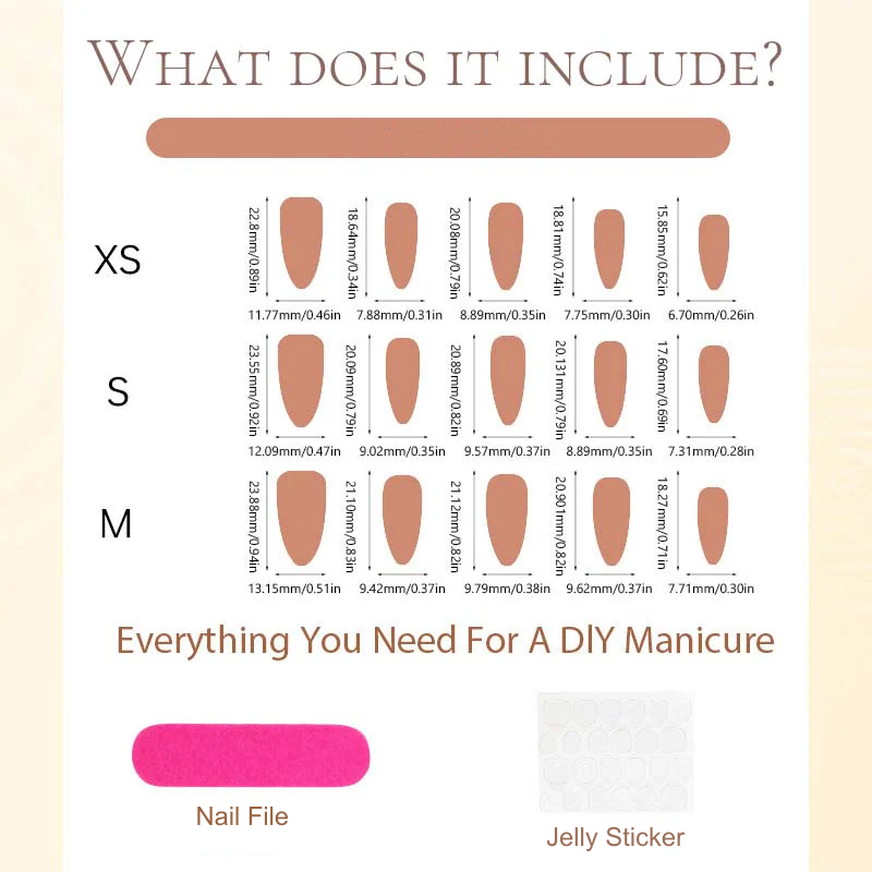 30-Delige Handgemaakte Amandelvormige Plaknagels Set