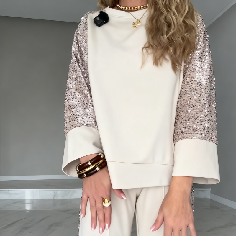 ✨【2-delige set voor dames met pailletten】✨ — Chique comfort voor elke gelegenheid!