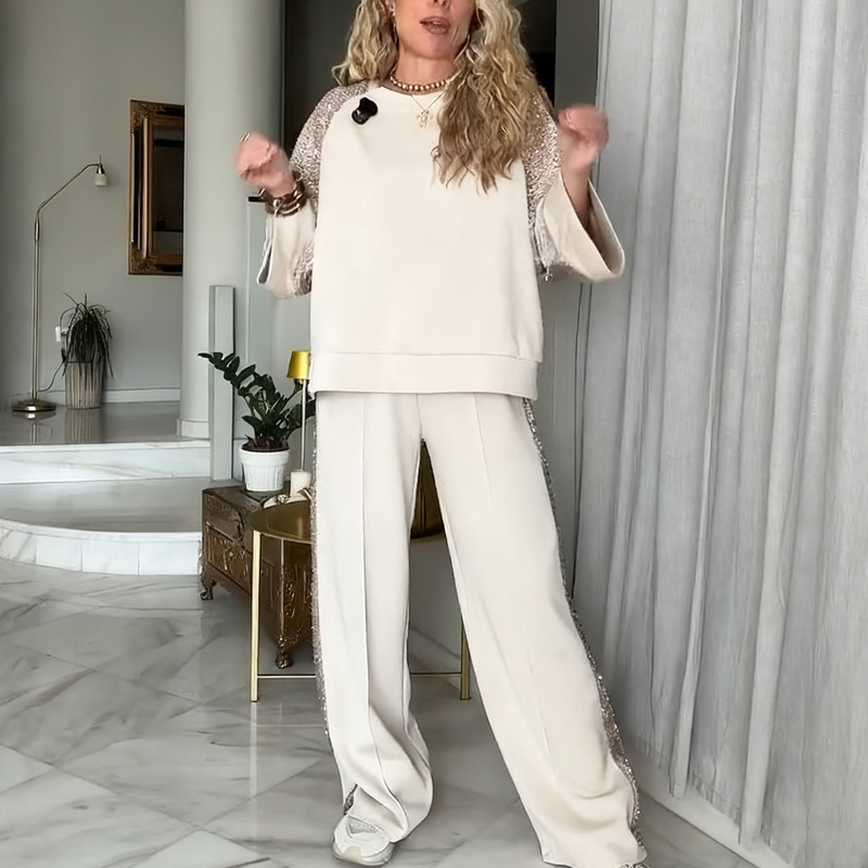 ✨【2-delige set voor dames met pailletten】✨ — Chique comfort voor elke gelegenheid!