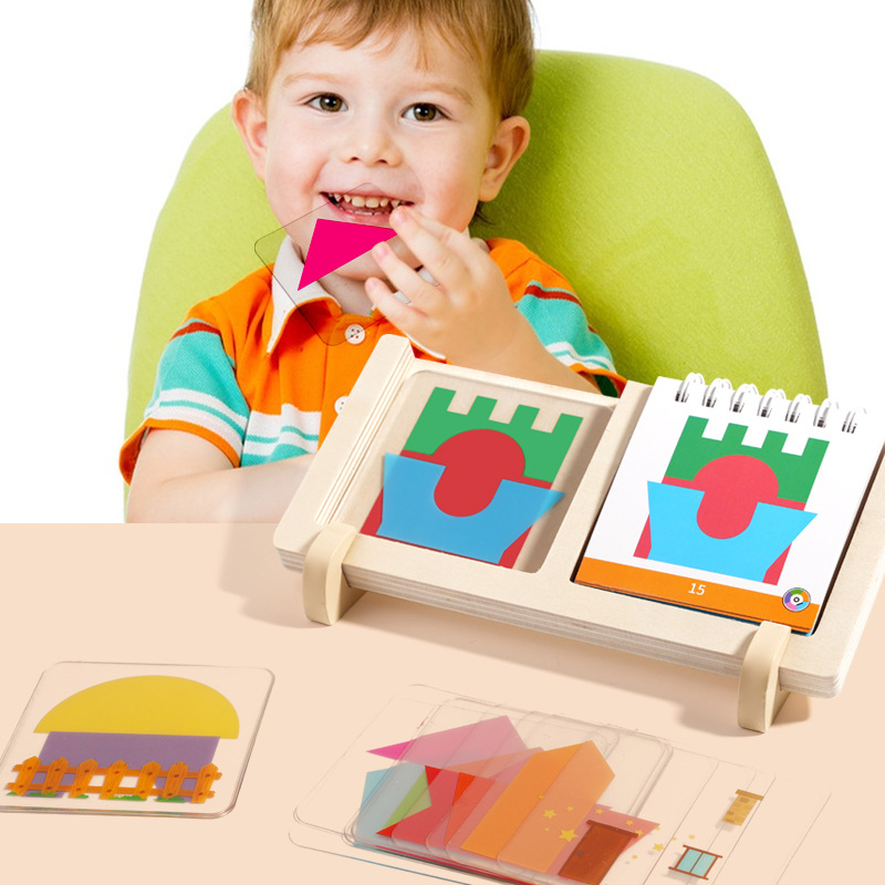 50% KORTING🎁60 niveaus🏆🧩 -✨【Geometrische huis-laagpuzzel met houten basis】✨