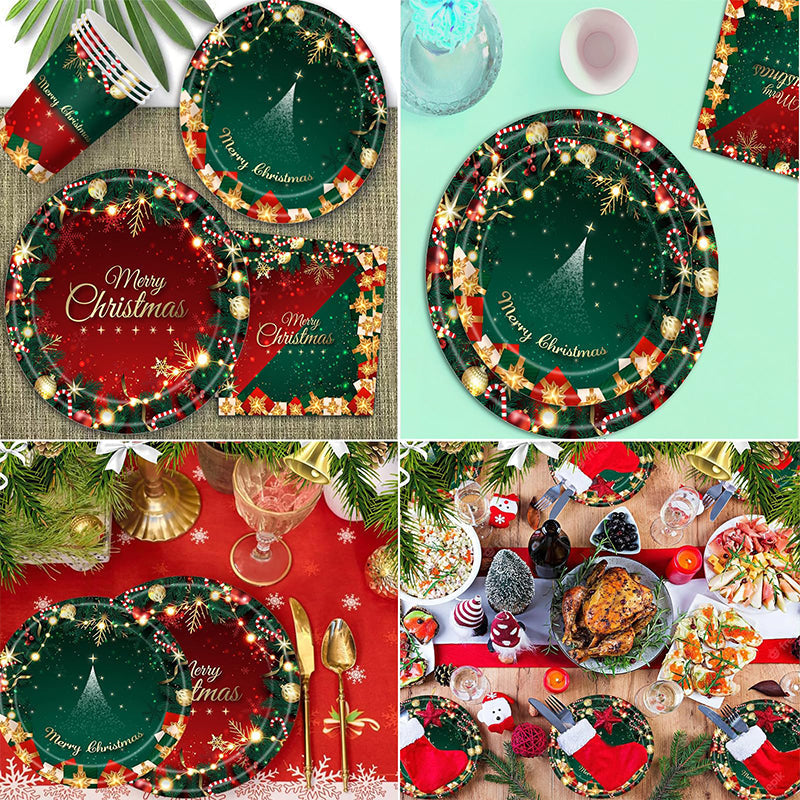 Christmas Disposable Paper Tableware Set for 16 Guests