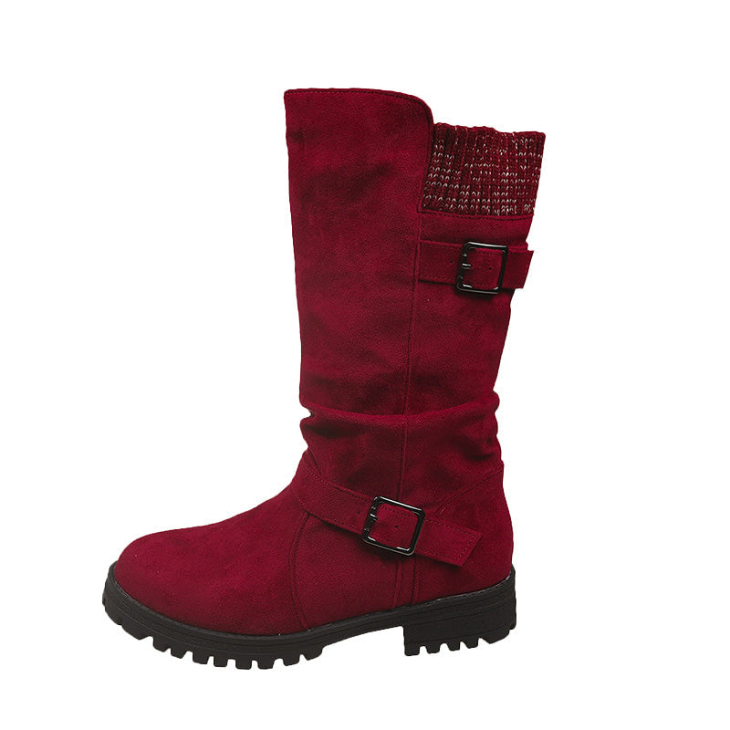 🔥 Winter 2025 Schoenen – Halfhoge Laarzen met Gesp & Warme Wollen Voering | Groot Formaat | Black Friday 50% Korting & Gratis Verzending!
