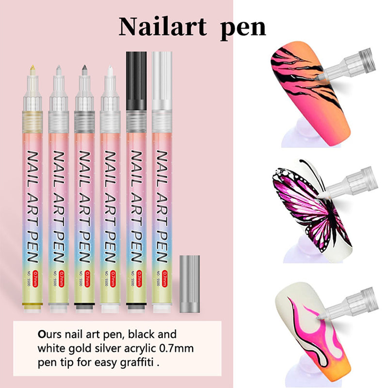 🎁Kerstcadeau! 48% Korting op 12-Kleurige Professionele Nail Art Penset – Ultraprecieze 0,7 mm Punt & Snel Droogend ✨💅