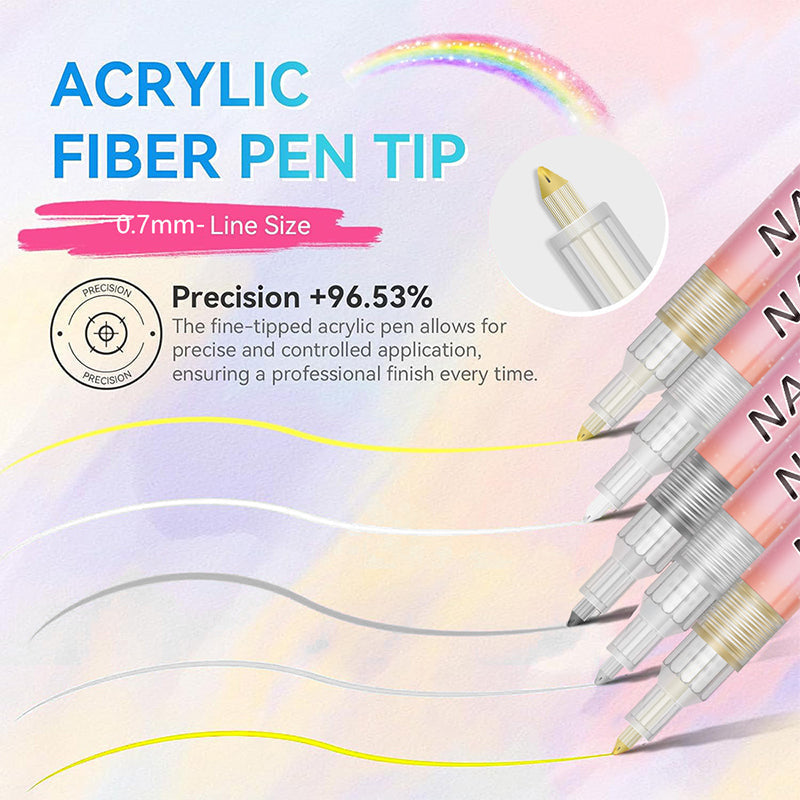 🎁Kerstcadeau! 48% Korting op 12-Kleurige Professionele Nail Art Penset – Ultraprecieze 0,7 mm Punt & Snel Droogend ✨💅