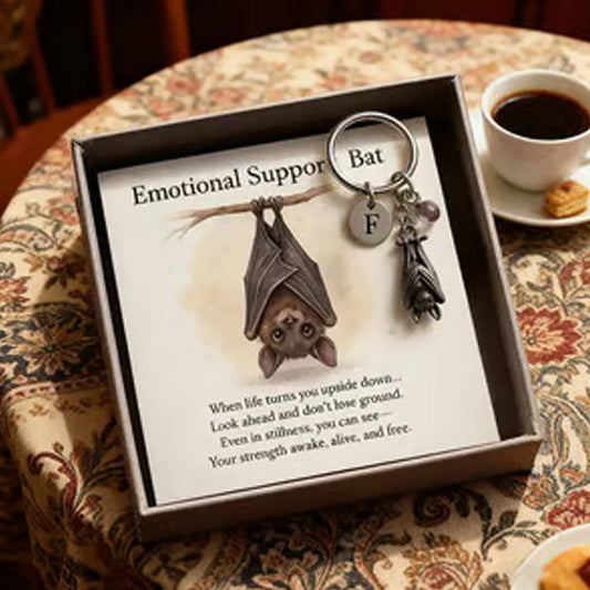 🌲Kerstspecial🌲Keyring met vleermuis voor emotionele steun en kaartje met boodschap