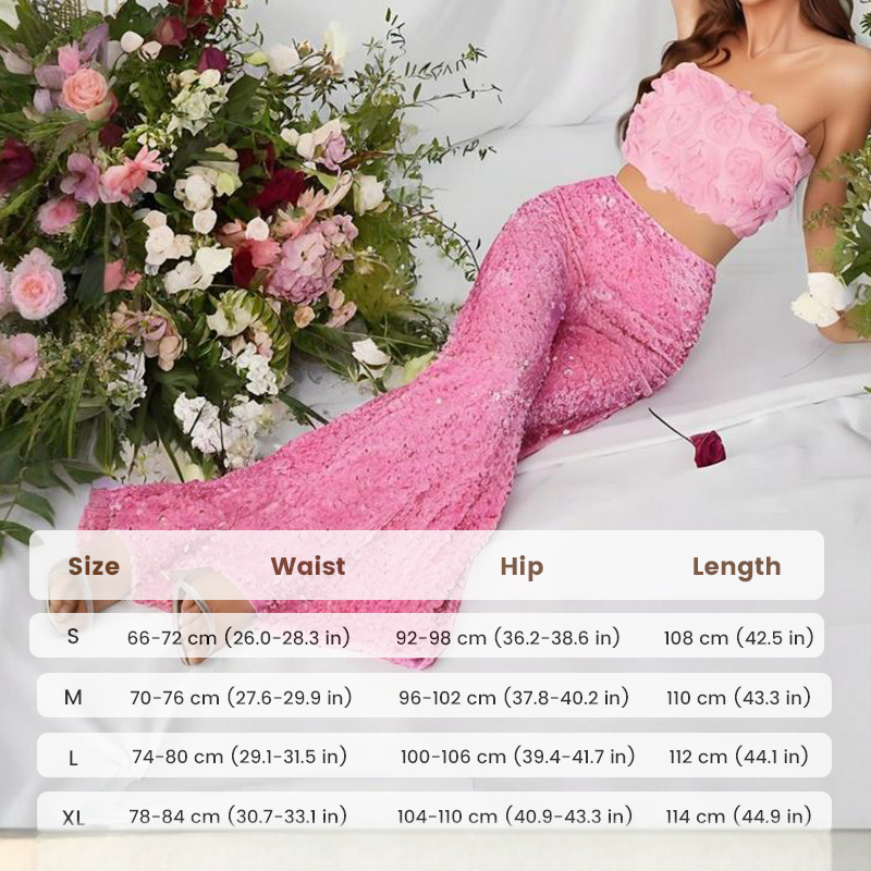 💖 LAATSTE DAG VAN DE UITVERKOOP: 50% KORTING! 💃 Wijde damesbroek met pailletten – elastische taille, glanzend en comfortabel voor feestjes ✨👖📦