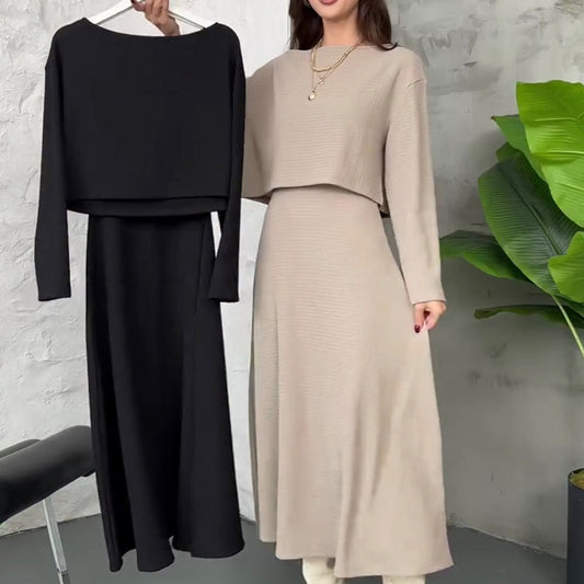 👗Tweedelige gebreide outfits voor dames: tanktop, midi-jurk en crop top🚛