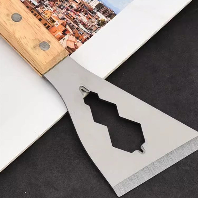 Multifunctioneel plamuurmes met houten handvat