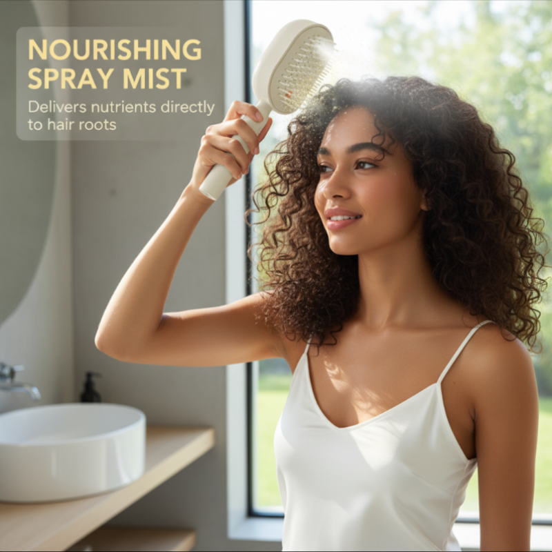 🥳2026 HOT SALE🥳💞50K+ VERKOCHT!💆‍♀️🔘50% KORTING! Elektrische haarborstel met spray & massage – Zacht ontwarren, voedende nevel. Zachte borstelharen, reiniging met één druk op de knop. ✨🪮