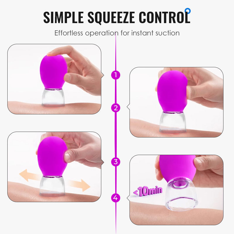 Glazen en siliconen vacuüm-massagecups