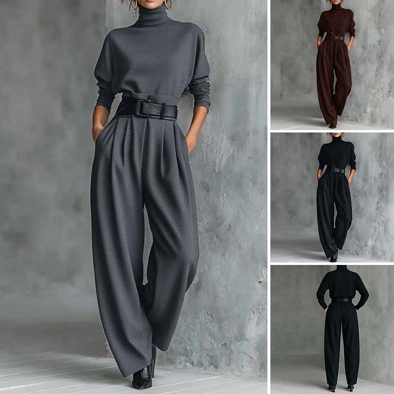 🔥Gratis verzending✈️Elegante Damesset: Coltrui Top & Hoge Taille Broek