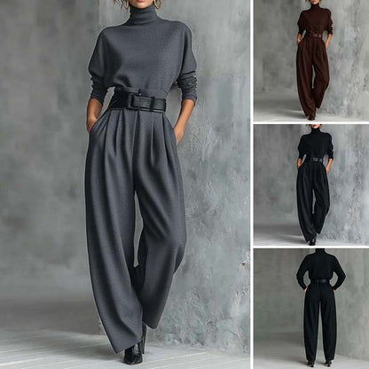 🔥Gratis verzending✈️Elegante Damesset: Coltrui Top & Hoge Taille Broek