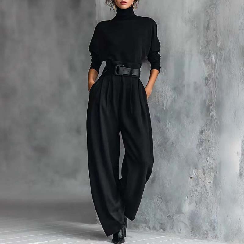 🔥Gratis verzending✈️Elegante Damesset: Coltrui Top & Hoge Taille Broek
