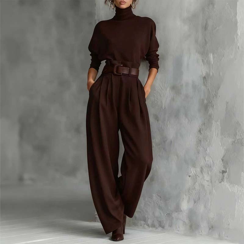 🔥Gratis verzending✈️Elegante Damesset: Coltrui Top & Hoge Taille Broek