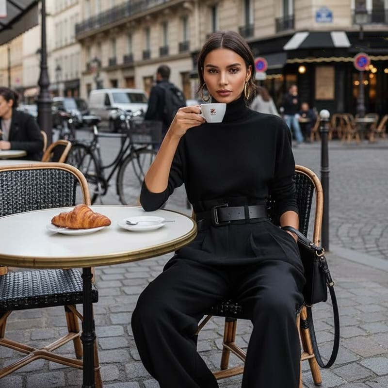 🔥Gratis verzending✈️Elegante Damesset: Coltrui Top & Hoge Taille Broek