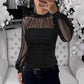 ⏰🎁Transparante top met faux parels en lantaarnmouwen