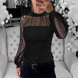⏰🎁Transparante top met faux parels en lantaarnmouwen