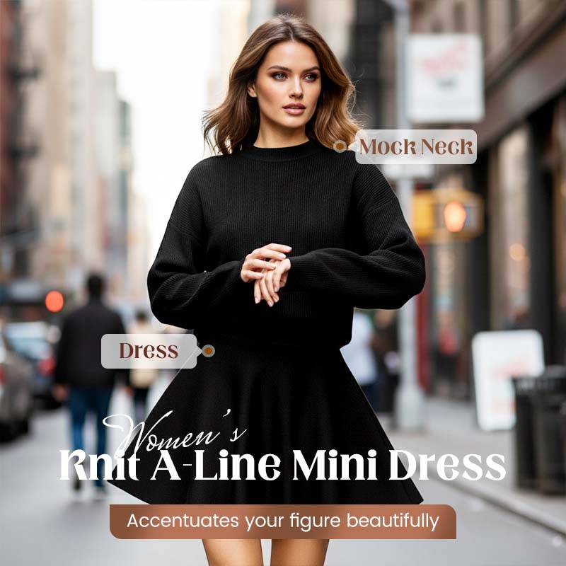 🌸✨Damesjurk met hoge kraag, A-lijn en mini-lengt