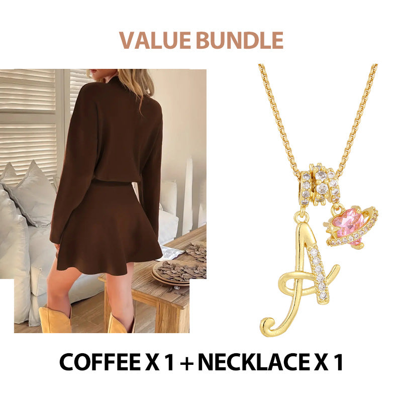 🌸✨Damesjurk met hoge kraag, A-lijn en mini-lengt