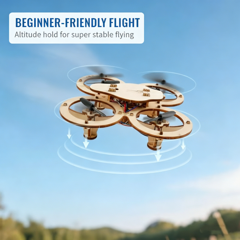✈️ 50% KORTING! DIY Houten Drone Bouwpakket voor Kinderen – Hoogtebehoud, Stabiele Afstandsbediening & Verbeterde Veiligheid! 🎁🚁