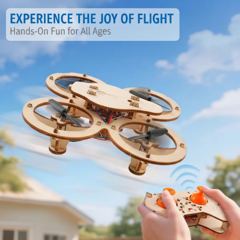 ✈️ 50% KORTING! DIY Houten Drone Bouwpakket voor Kinderen – Hoogtebehoud, Stabiele Afstandsbediening & Verbeterde Veiligheid! 🎁🚁