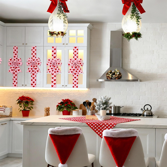 Zelfklevende achterkant, grote 3D-strik ❤️ Elegant hartvormig lint | Gemakkelijk af te scheuren en op te plakken ✨ Een must-have voor kerstversieringen