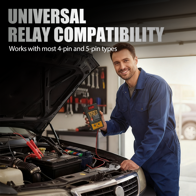 🔥Tijdelijke aanbieding!⏰ Autorelais tester met LED-scherm – directe digitale weergave, compatibel met 4/5-pins relais, veilige en betrouwbare aansluiting🔧🔋